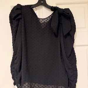 Black Women's Top with Shoulder Bow